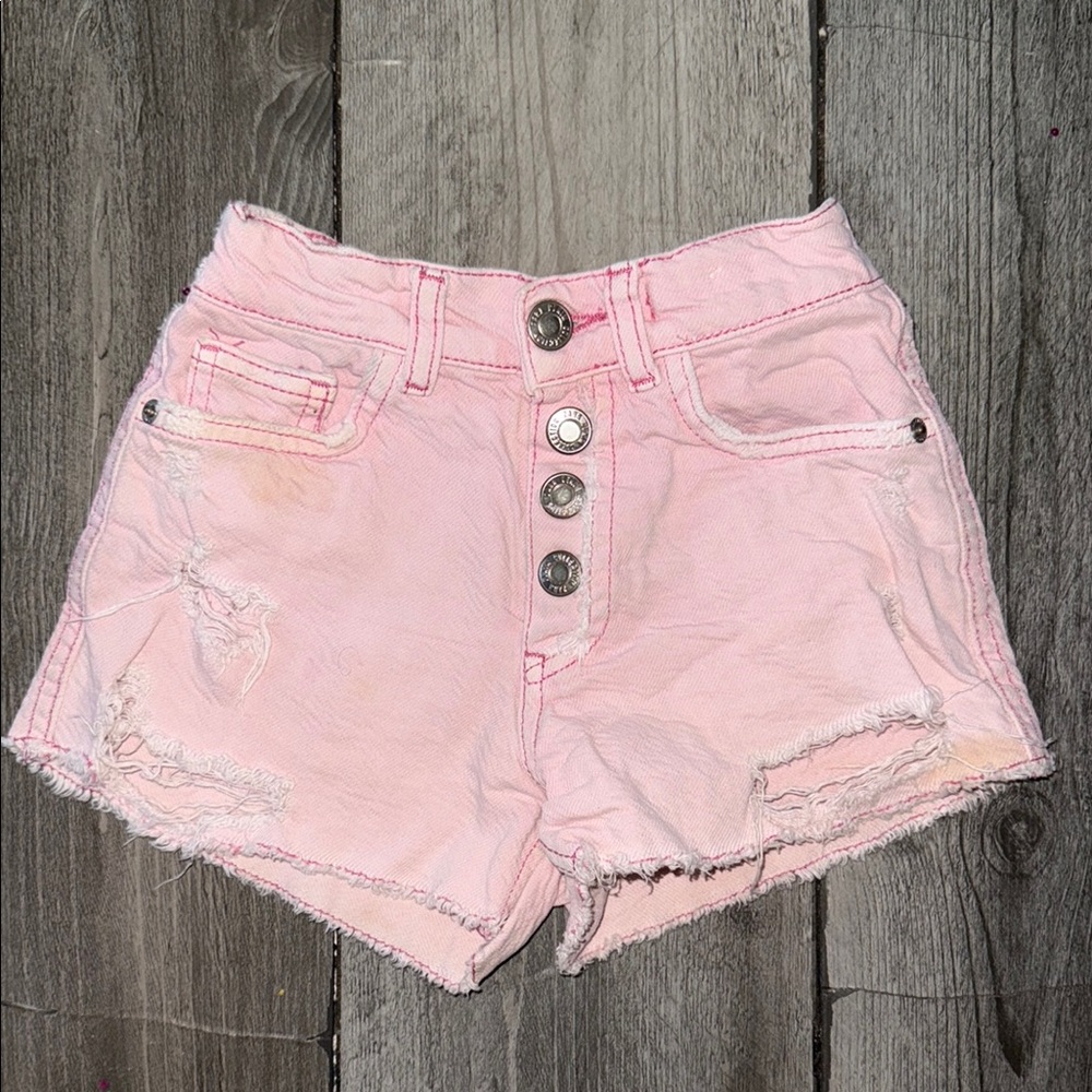 Pink Distressed girls Shorts
